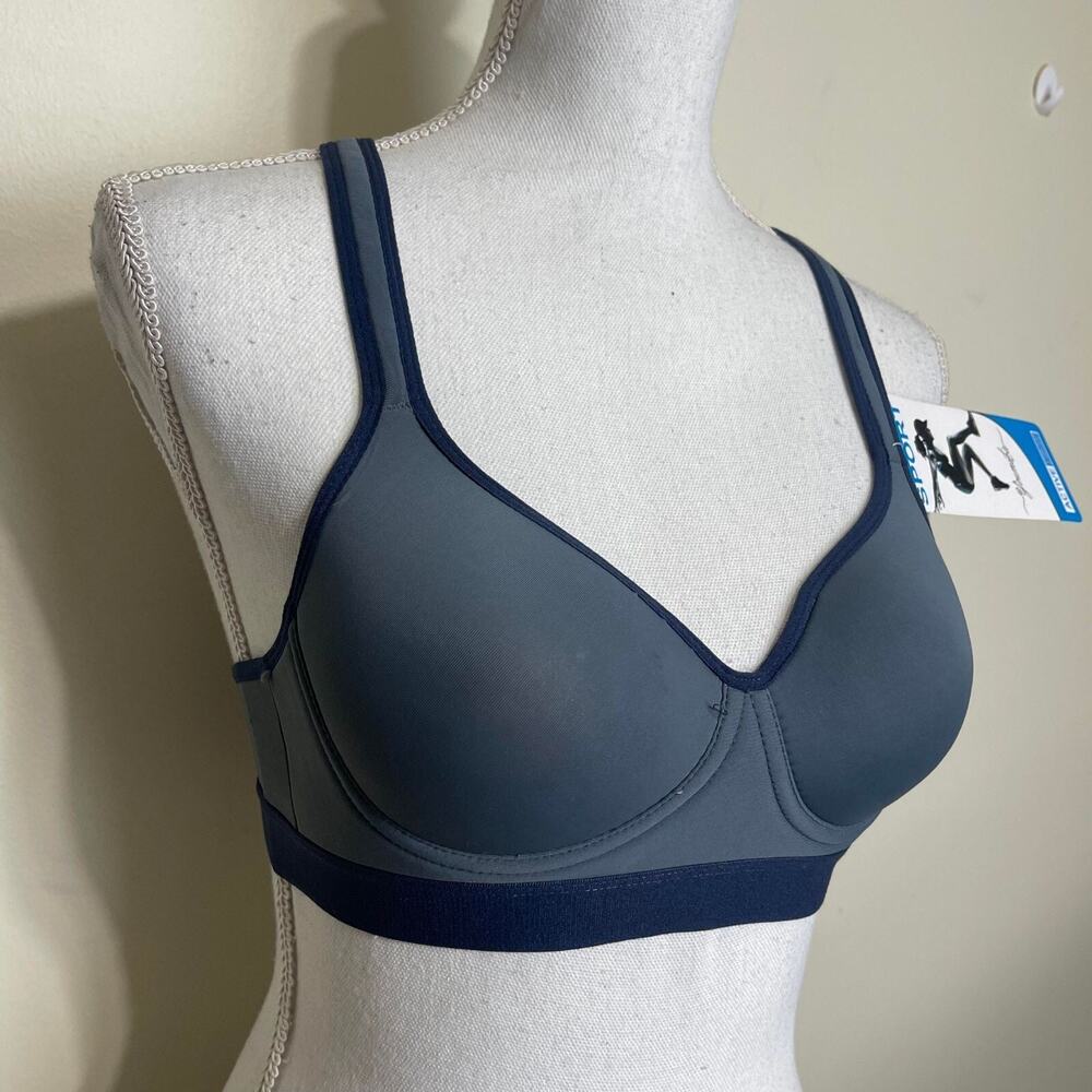 Youmita Athletic Sports Bra PADDED Wireless Keyhole Racerback, Gray Black Lined‎